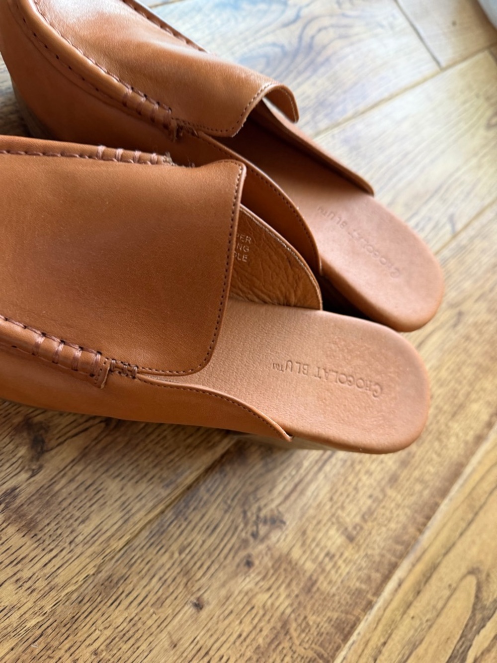 Like NEW CHOCOLAT BLU gemm high clog shoes in cognac 8 leather perfect condition - Picture 3 of 6
